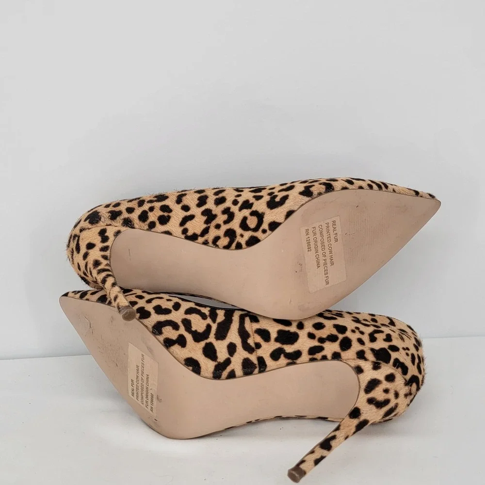 Steve Madden Leopard Print Calf Hair Pointed Toe Stiletto Pumps Heels Size 11